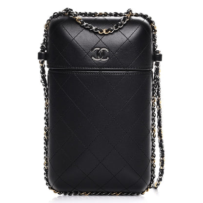 Chanel Lambskin Quilted Chain Around Phone Holder Black 1 of 8
