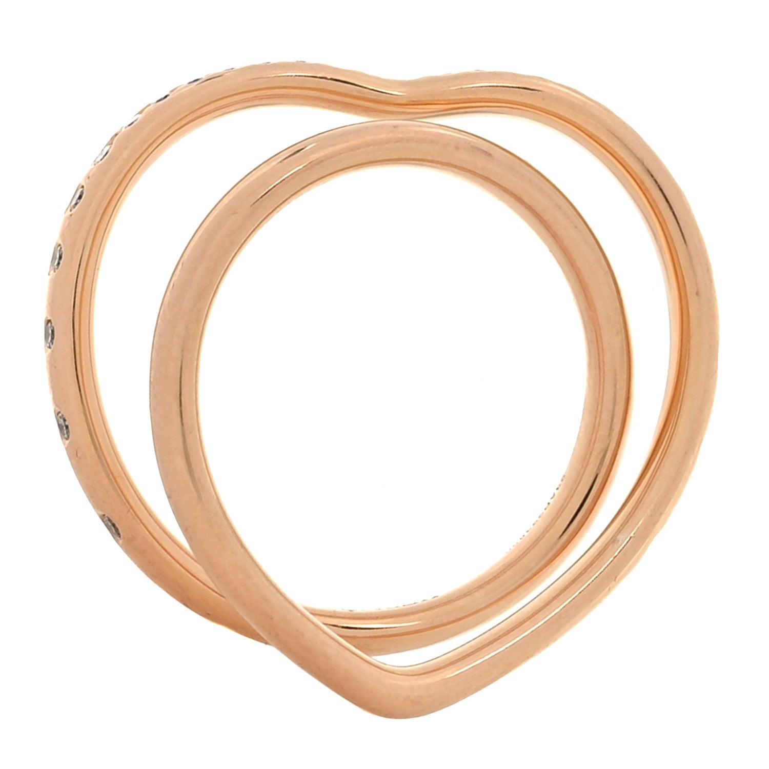 Hermes 18K Rose Gold Diamond Vertige Coeur Ring 52 6 1 of 7