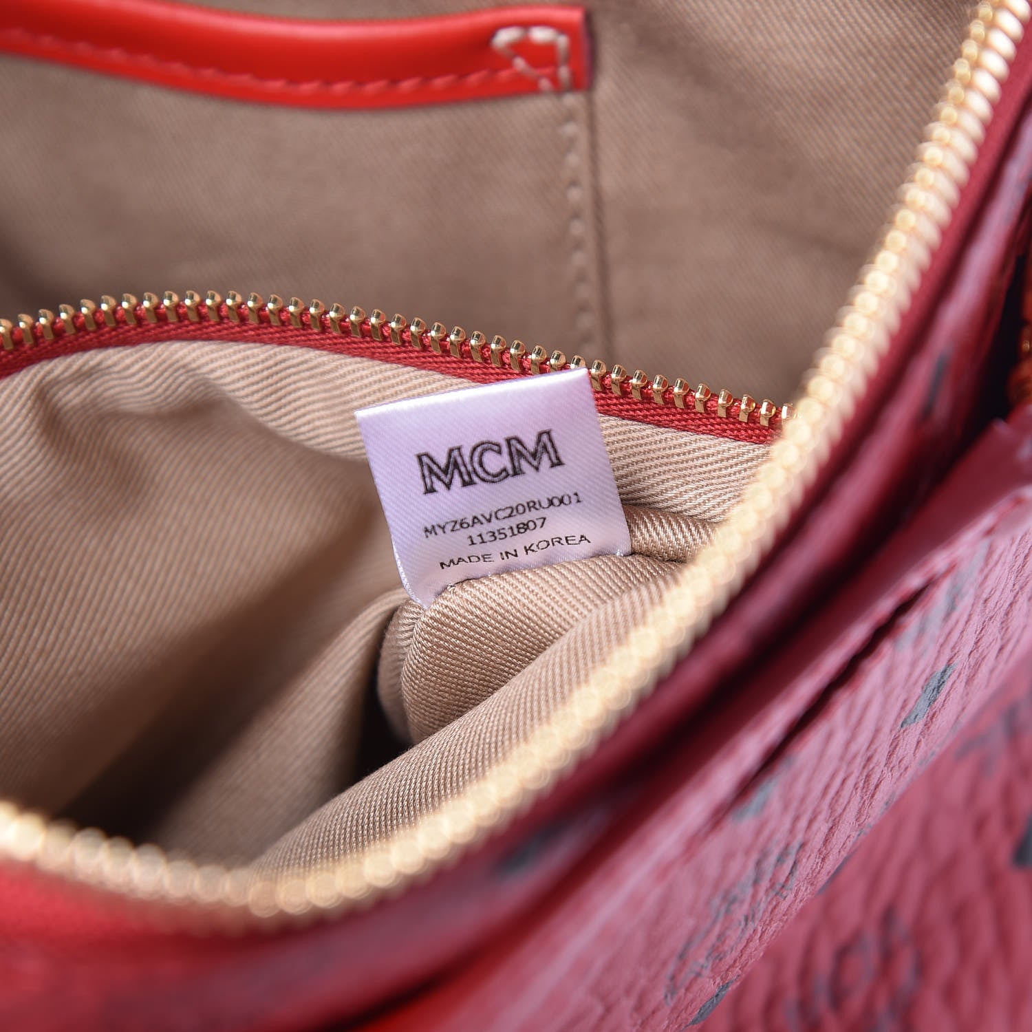 MCM Visetos Medium Crossbody Pouch Ruby Red 7 of 9