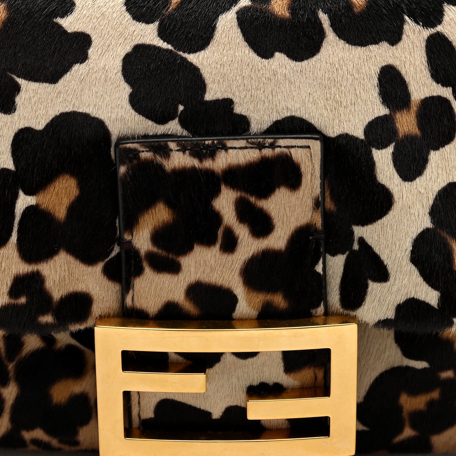Fendi Vitello Pelo Seta Paisley Leopard Print Baguette Cammello Beige Black 7 of 9