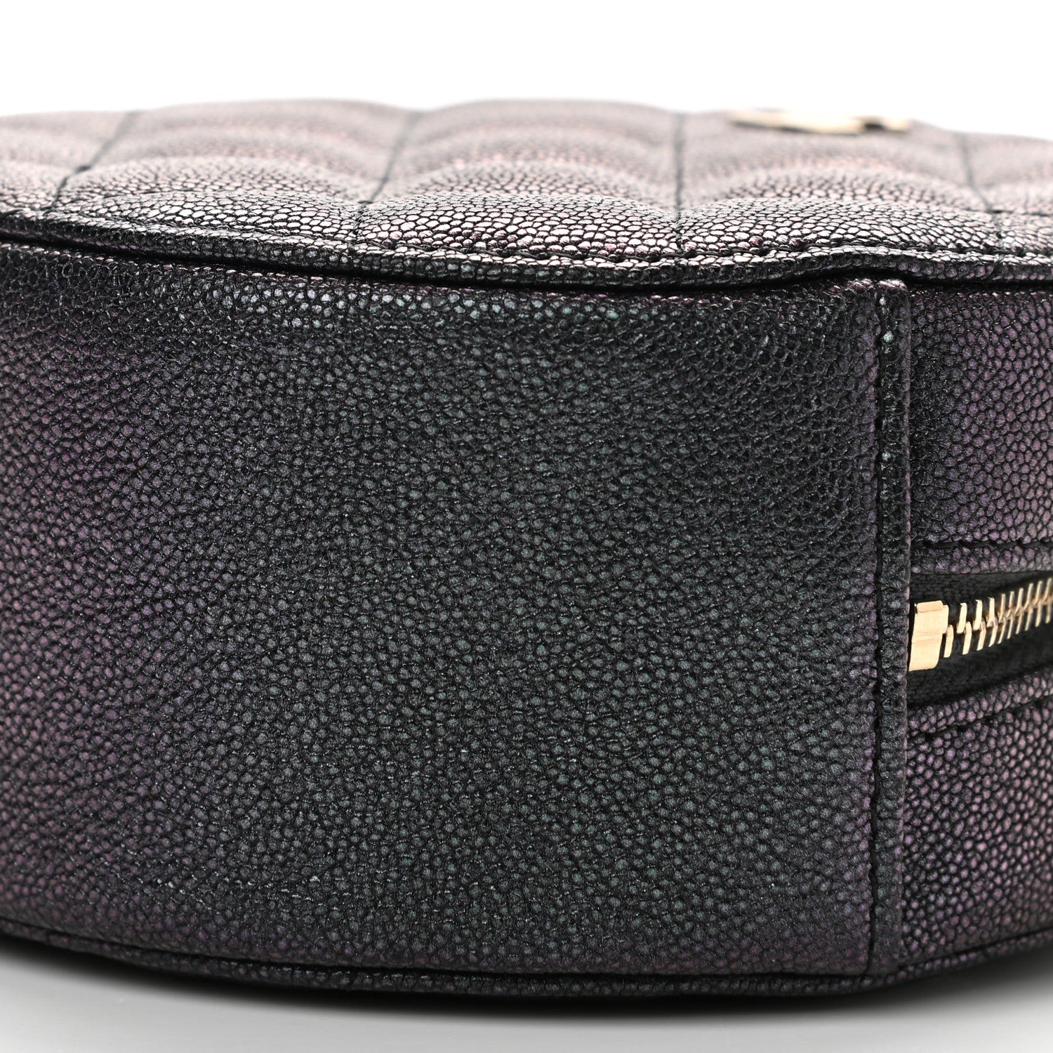 Chanel Iridescent Caviar Quilted Round Clutch With Chain Black 10 of 14