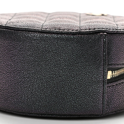 Chanel Iridescent Caviar Quilted Round Clutch With Chain Black 10 of 14