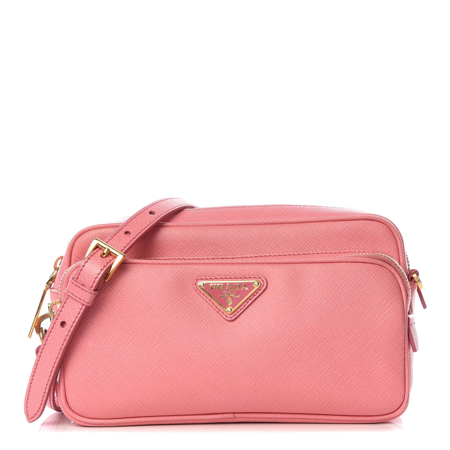 Saffiano Lux Double Zip Crossbody Bag Petalo