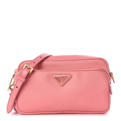 Prada Saffiano Lux Double Zip Crossbody Bag Petalo 1 of 13
