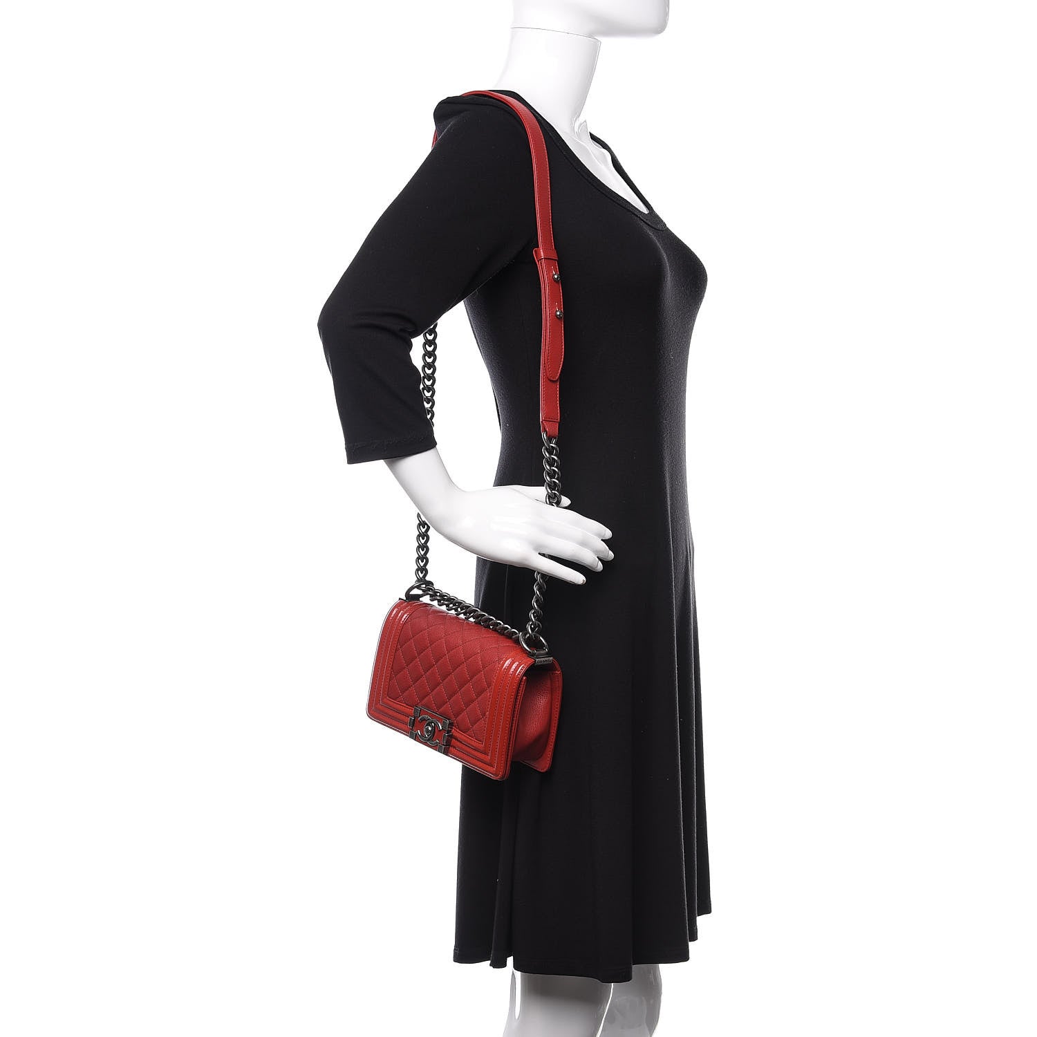 Chanel Goatskin Quilted Patent Small Duo Boy Flap Red 2 of 10
