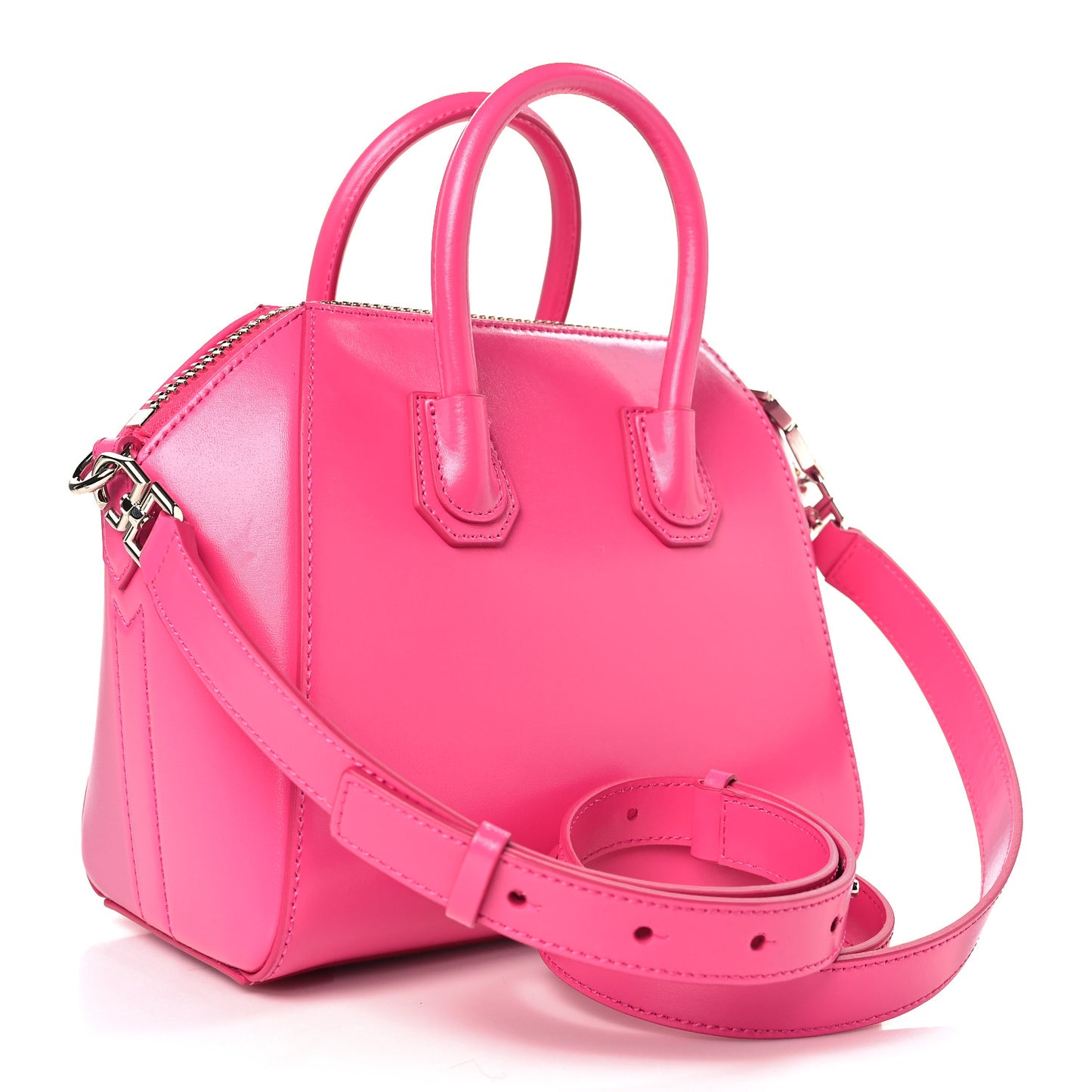 Shiny Lord Calfskin Mini Antigona Neon Pink