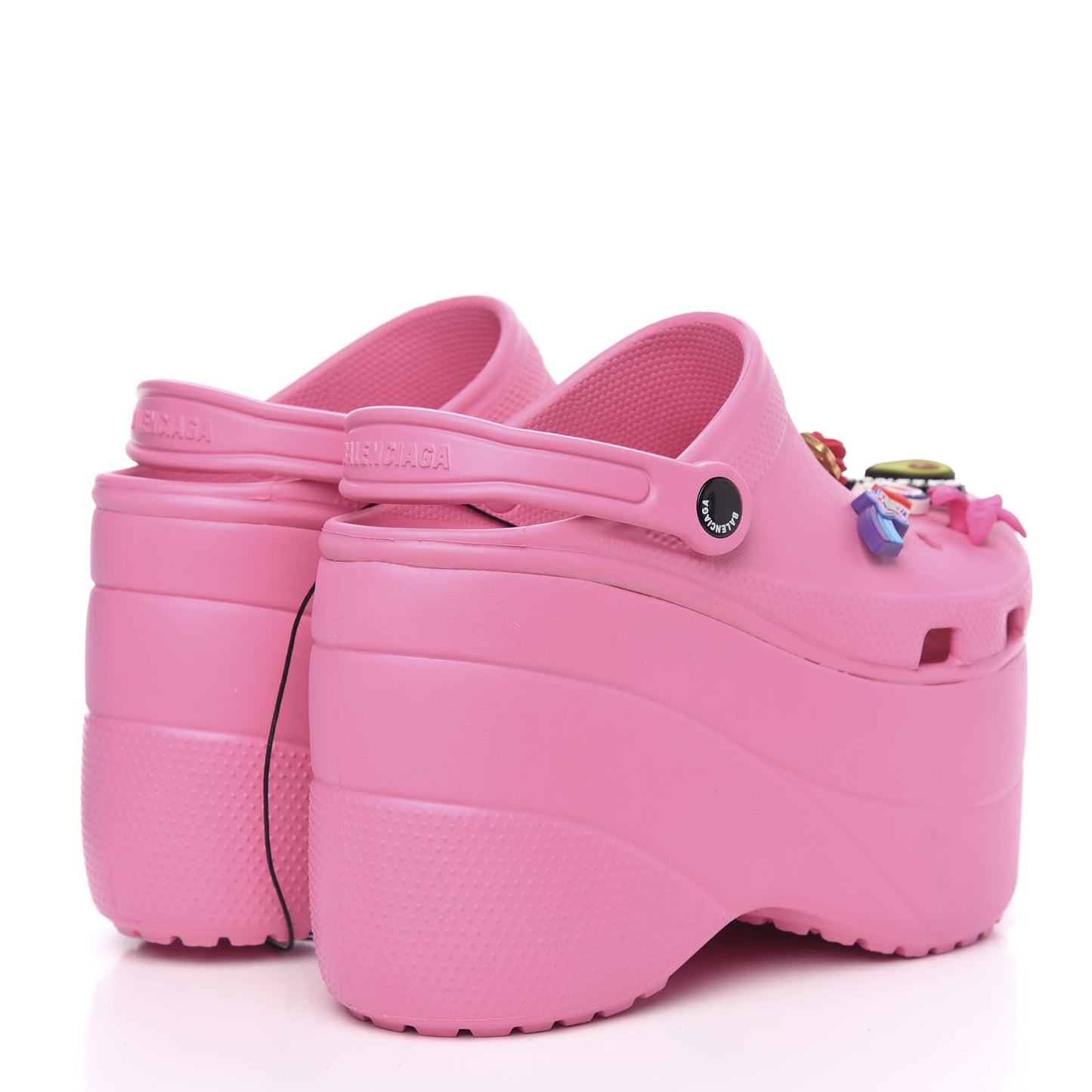 X CROCS Rubber Textured Womens Platform Sandals 38 Rose Bonbon