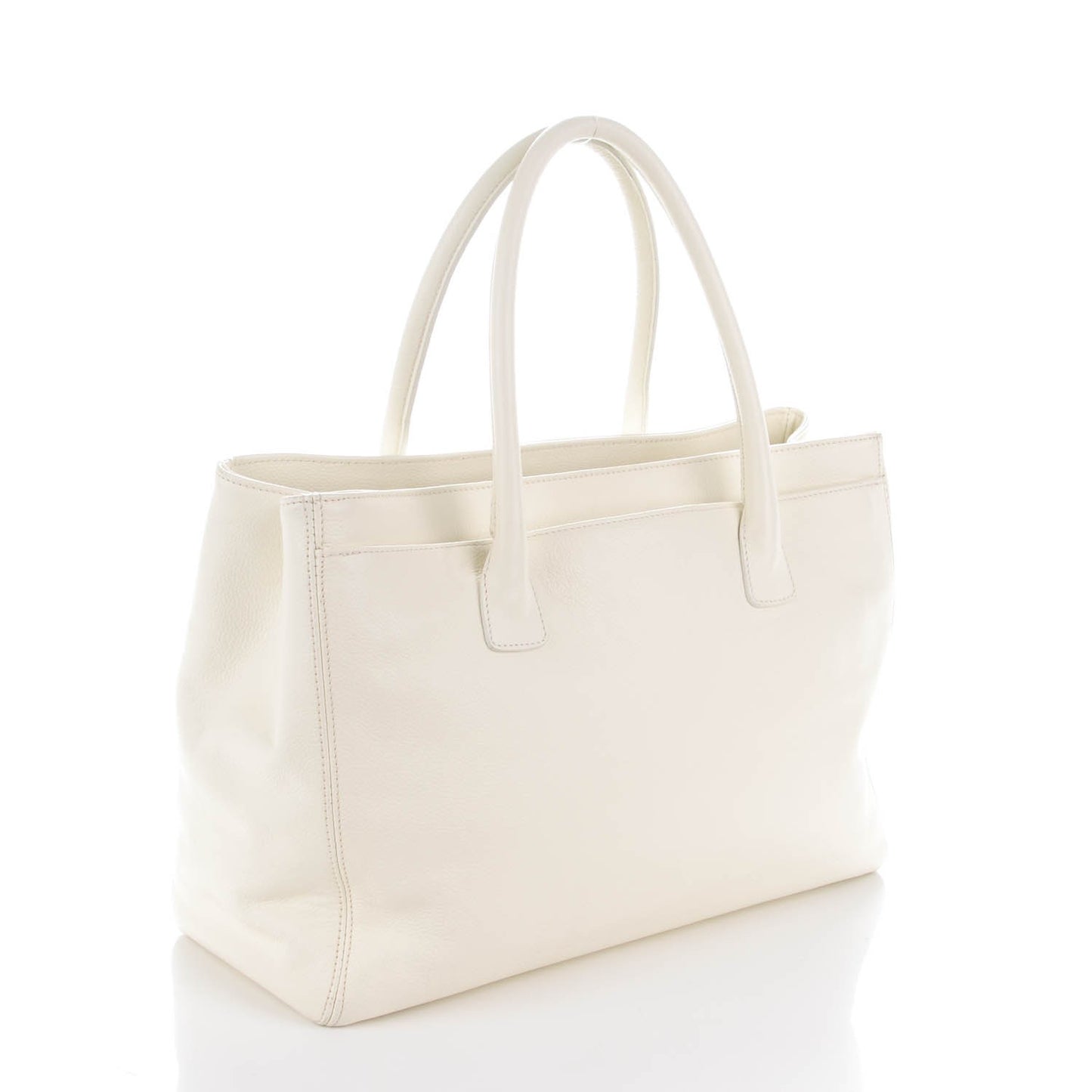 Calfskin Cerf Executive Shopper Tote White