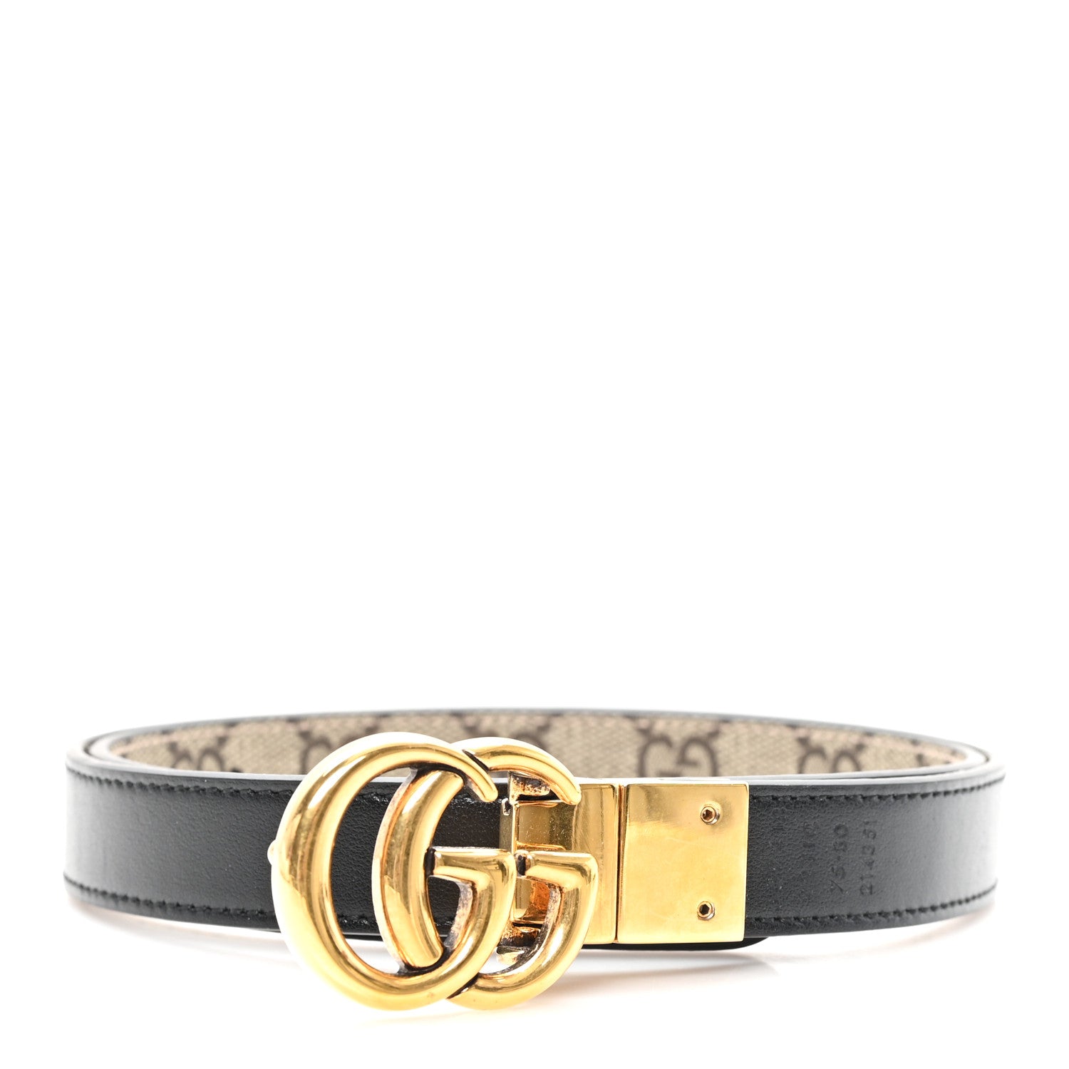 GUCCI GGスプリーム ベルト ゴールド金具 Gucci Calfskin GG Supreme Monogram Double G Reversible 20mm Belt