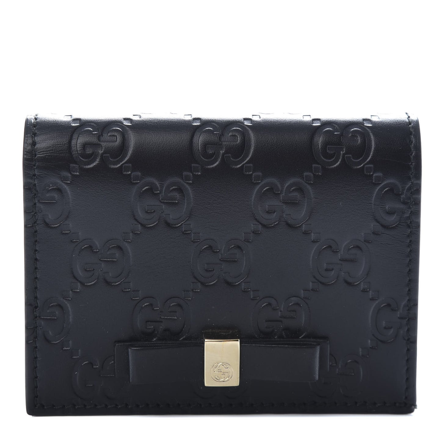 Guccissima Signature Bowy Card Case Wallet Black
