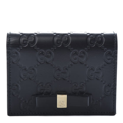 Gucci Guccissima Signature Bowy Card Case Wallet Black 1 of 6