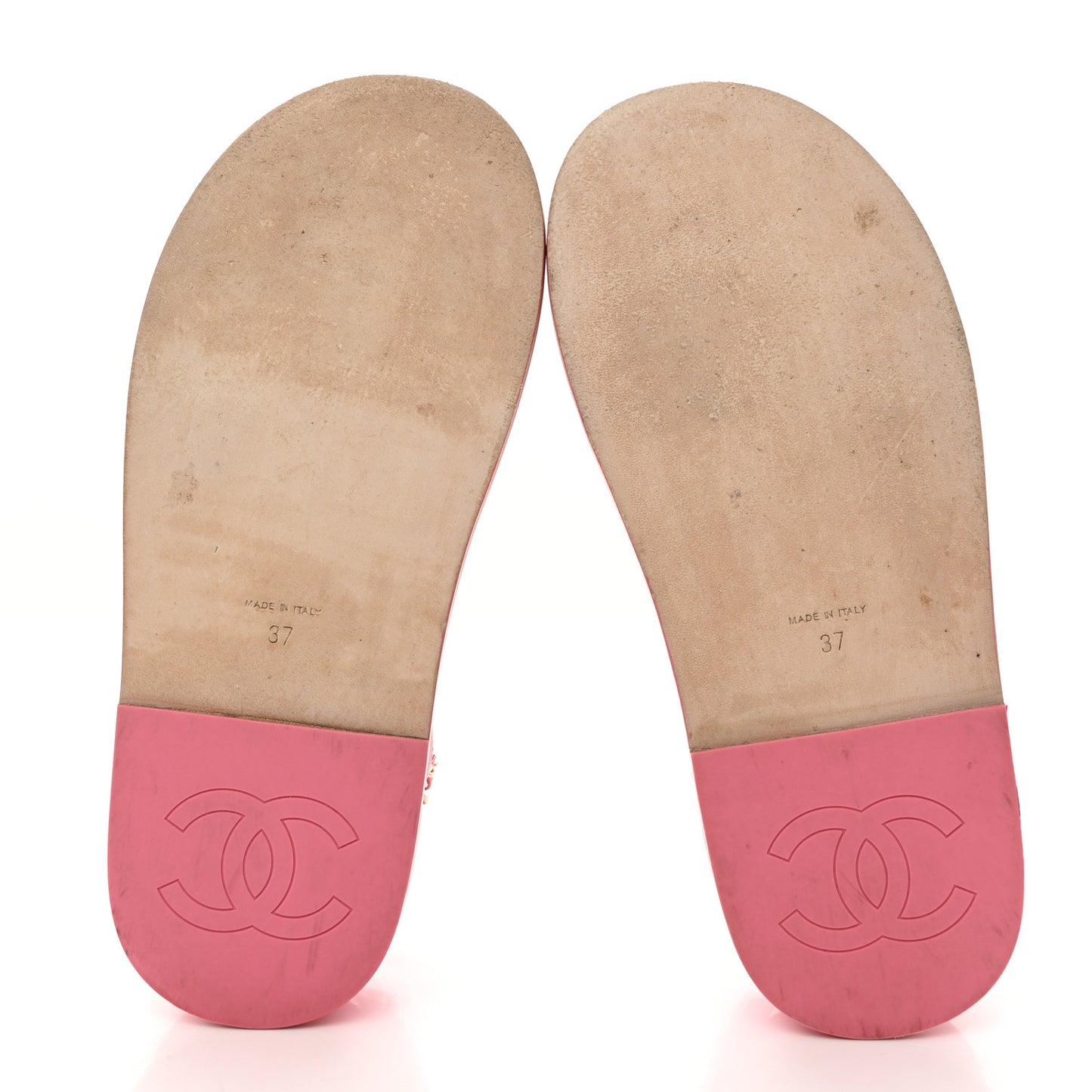 Calfskin Chain Platform Sandals 37 Pink