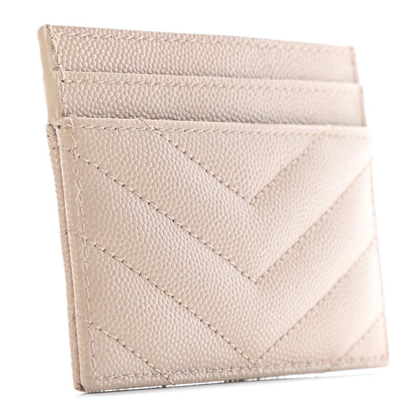 Grain De Poudre Matelasse Chevron Monogram Credit Card Case Nude Powder