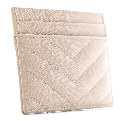 Saint Laurent Grain De Poudre Matelasse Chevron Monogram Credit Card Case Nude Powder 2 of 4