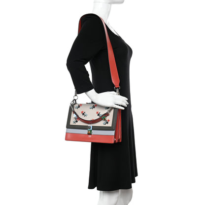 Fendi Vitello Liberty Dolce Floral Embroidered Studded Kan I Shoulder Bag Bloody Mary Multicolor 2 of 11