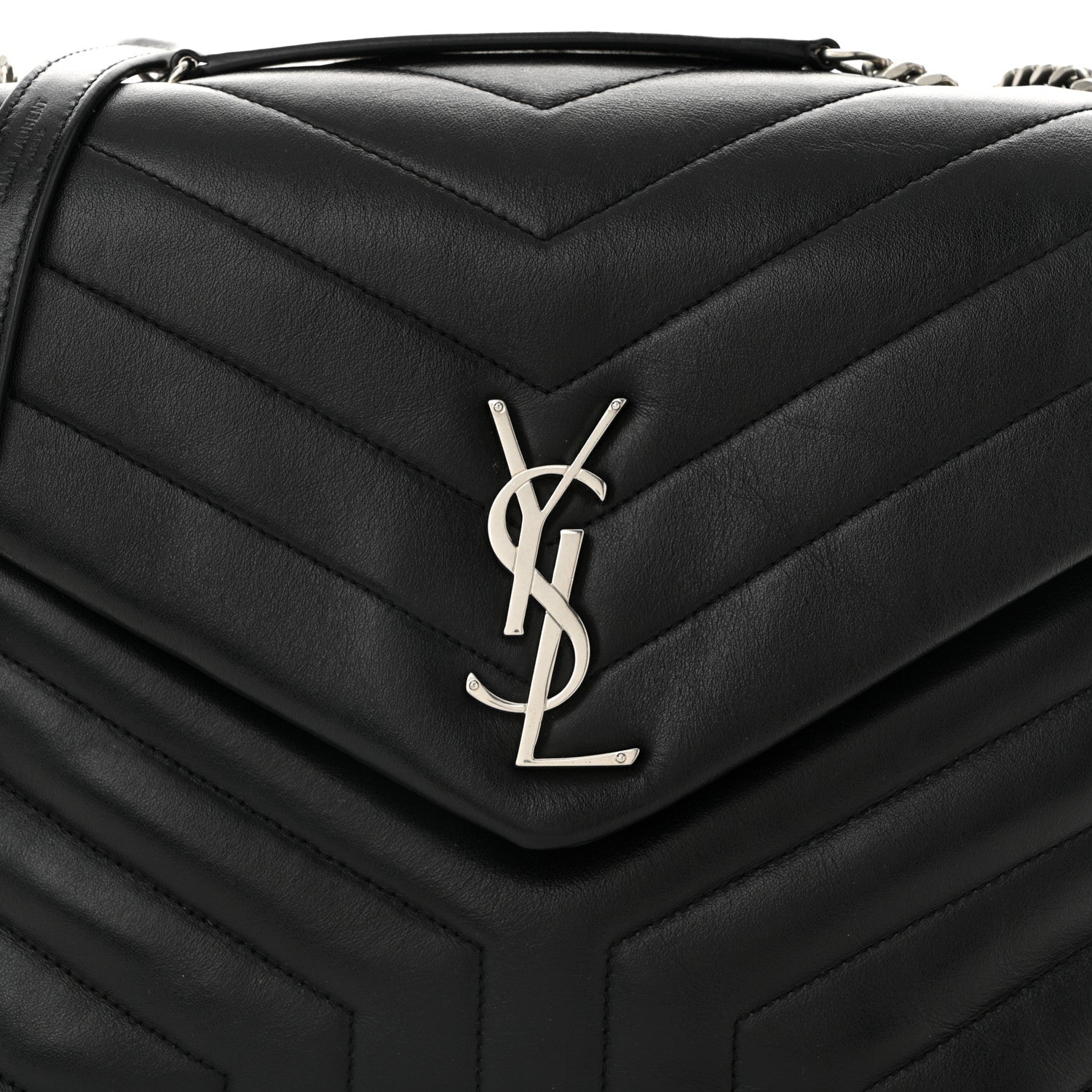 Saint Laurent Calfskin Y Quilted Monogram Medium Loulou Chain Satchel Black 8 of 10
