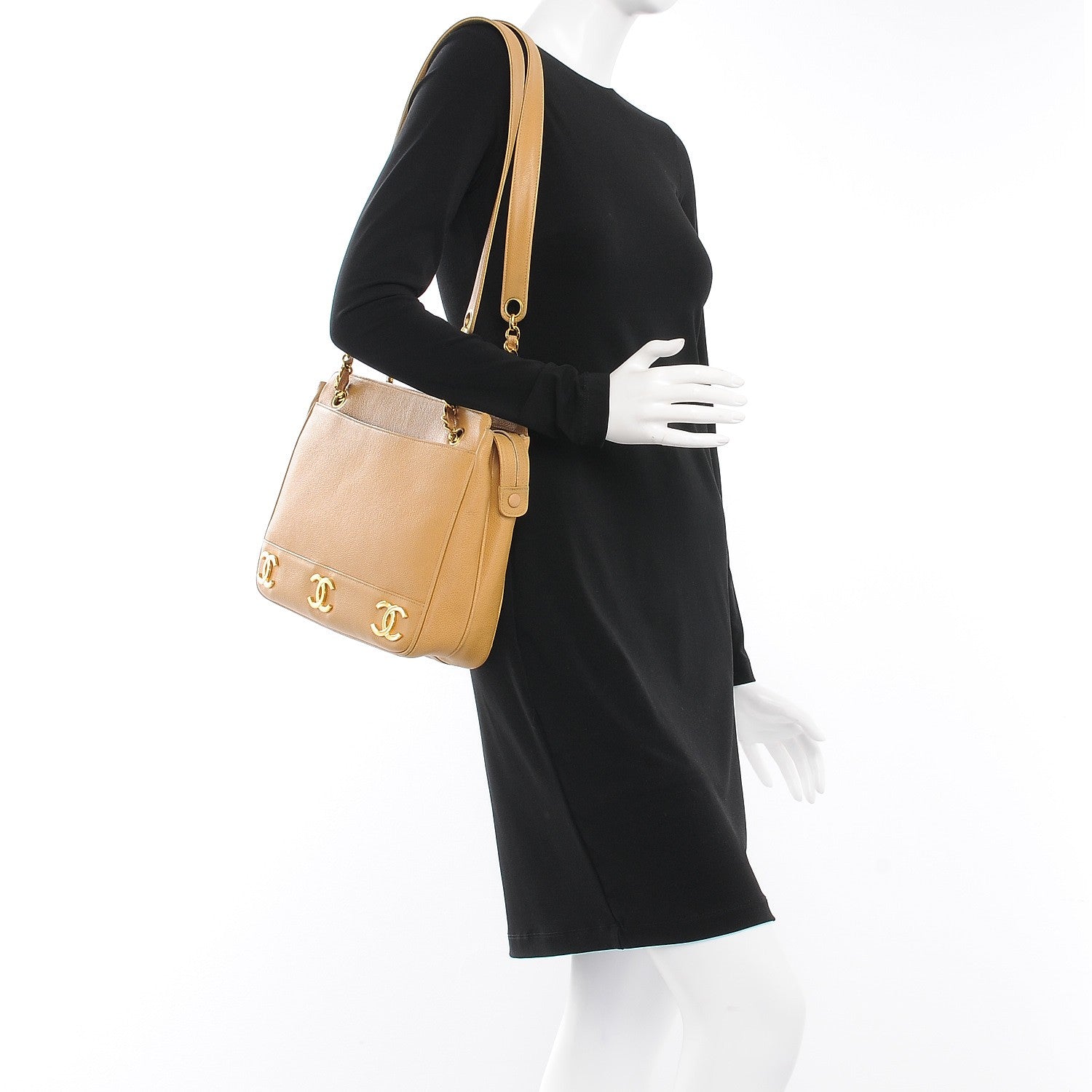 Chanel Caviar Shoulder Bag Beige 2 of 9
