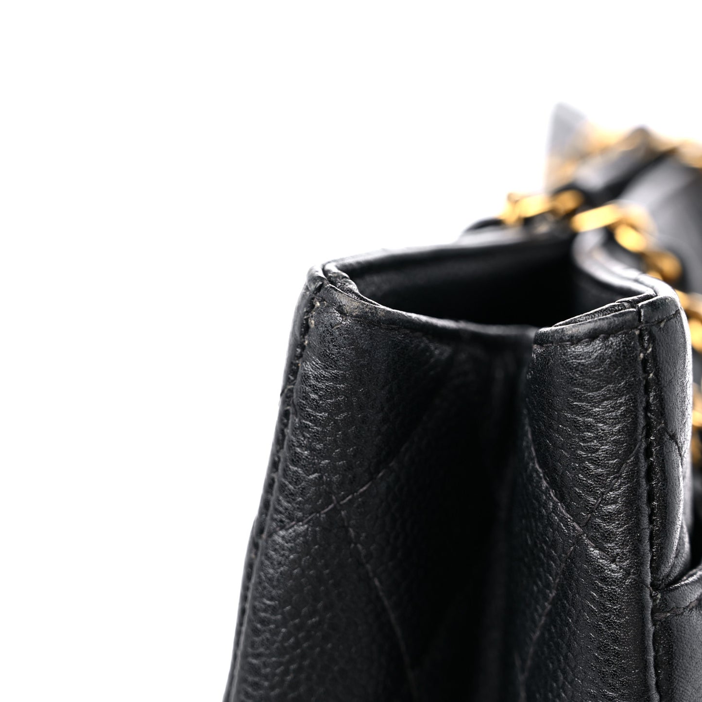 Caviar Quilted Shopping Tote Black