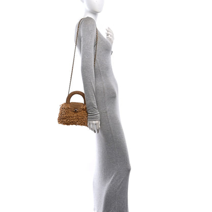 Chanel Raffia Fringe Nano Kelly Shopper Dark Beige 2 of 11