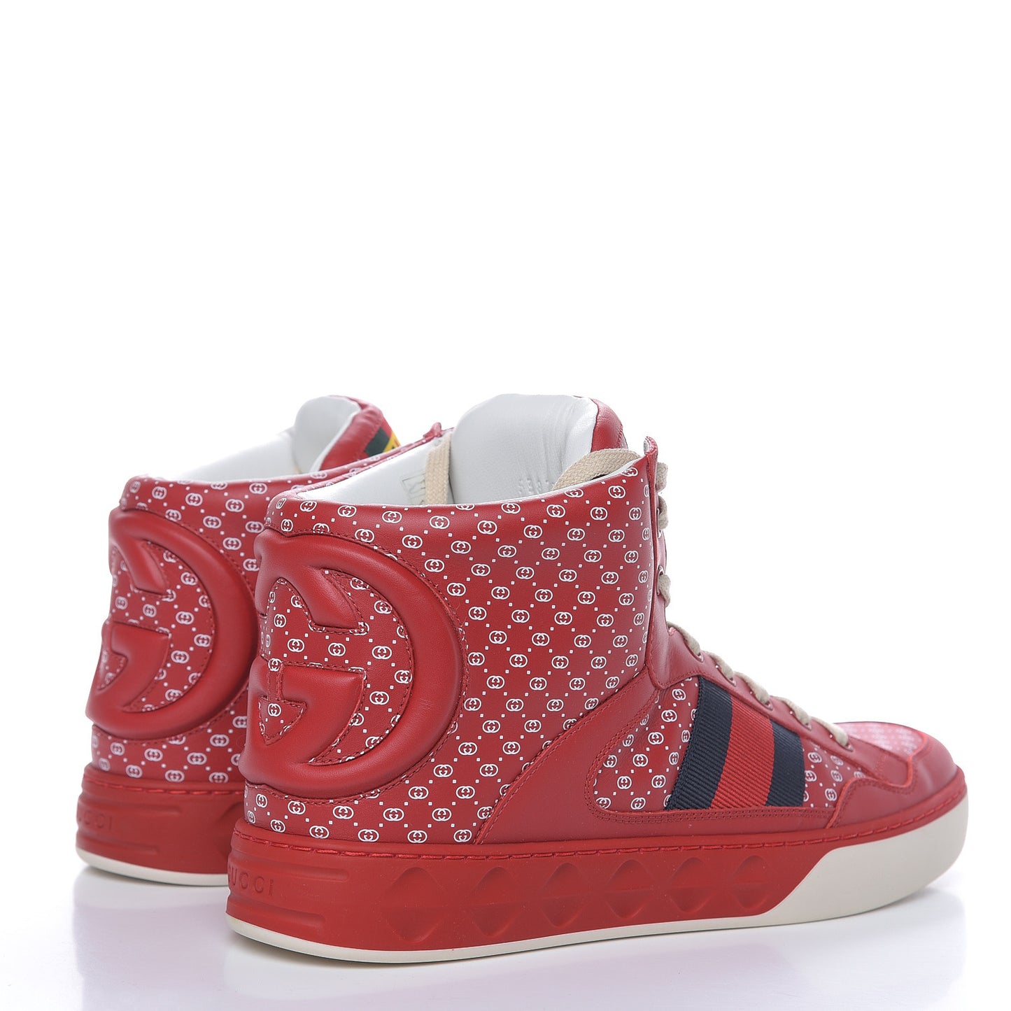 X DAPPER DAN Calfskin GG Micro Monogram Mens High Top Sneakers 9 Hibiscus Red