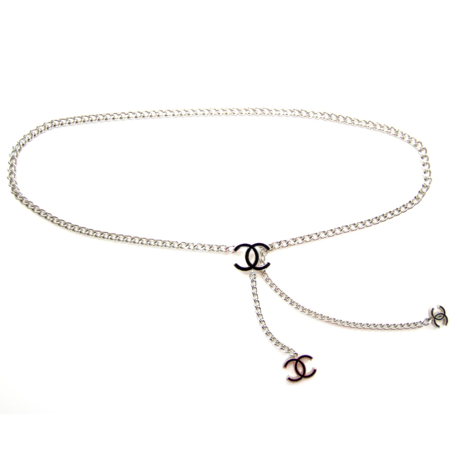 Chanel Ceinture Fantai Adjustable Belt Silver Black 1 of 4