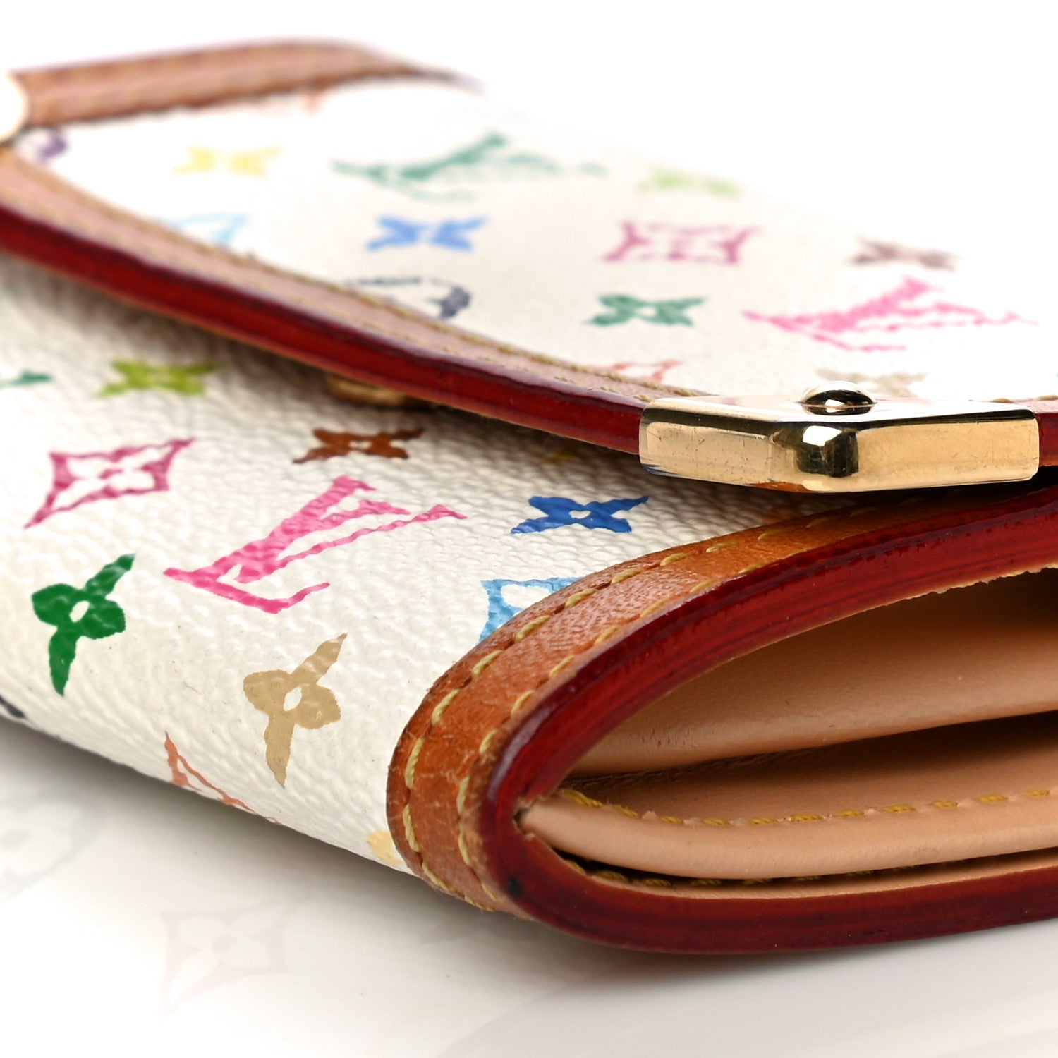Louis Vuitton Monogram Multicolor Porte-Monnaie Plat Coin Purse White 7 of 15