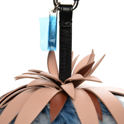 Fendi Fox Rabbit Fur Nappa Pineapple Bag Charm Nebula Baby Pink Multicolor 4 of 4