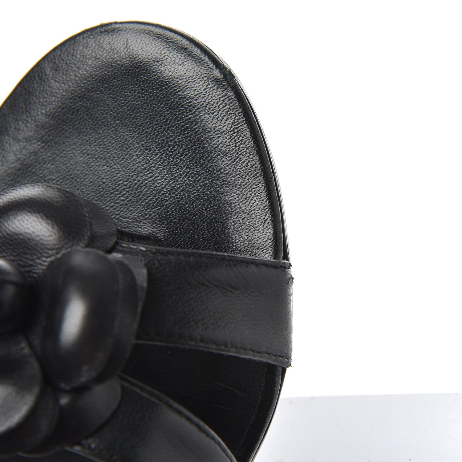 Chanel Lambskin Camellia Sandal Mules 35 Black 8 of 14