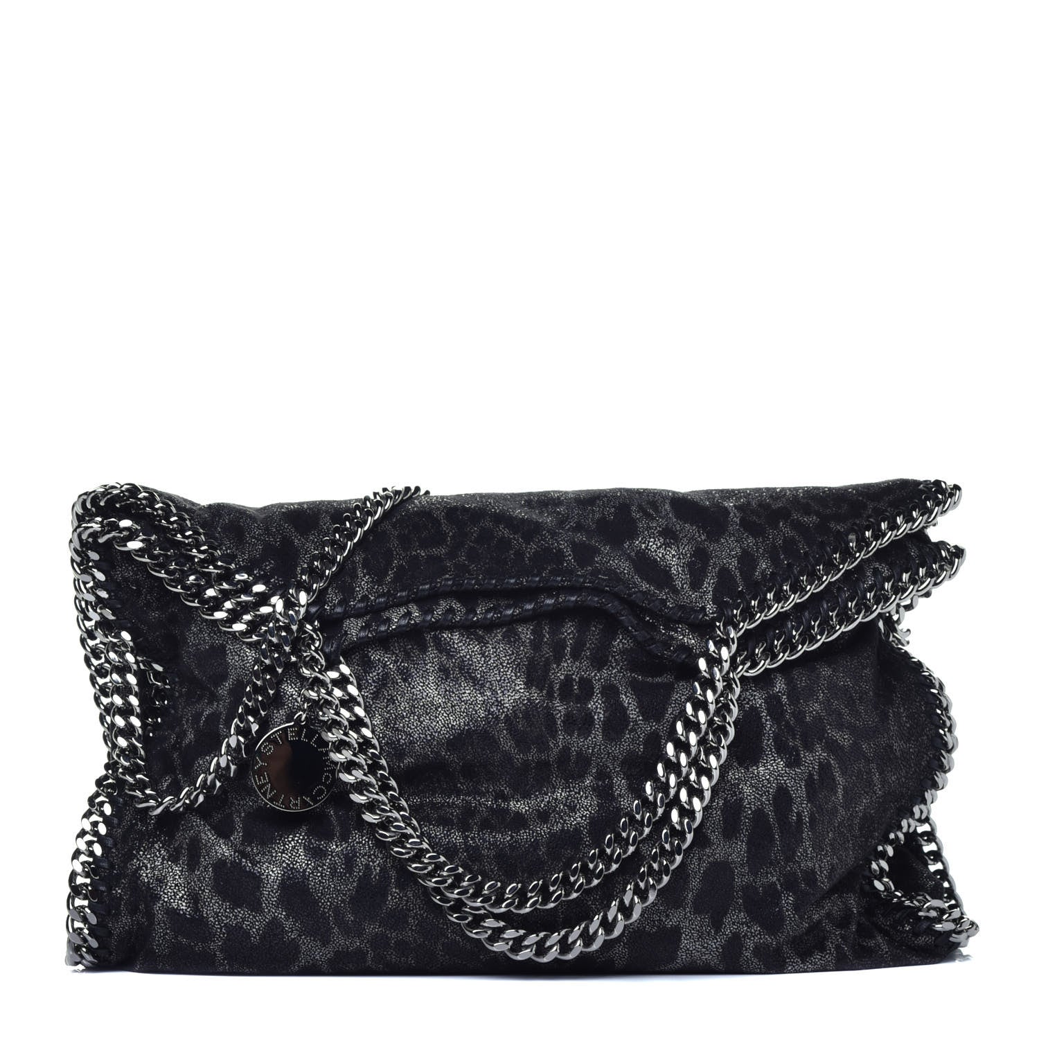 Stella McCartney Shaggy Deer Leopard Print Falabella Fold Over Tote Grey 1 of 9