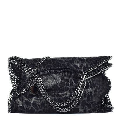 Stella McCartney Shaggy Deer Leopard Print Falabella Fold Over Tote Grey 1 of 9