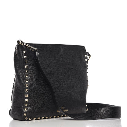 Valentino Garavani Pebbled Calfskin Small Rockstud Flip-Lock Messenger Bag Black 3 of 11
