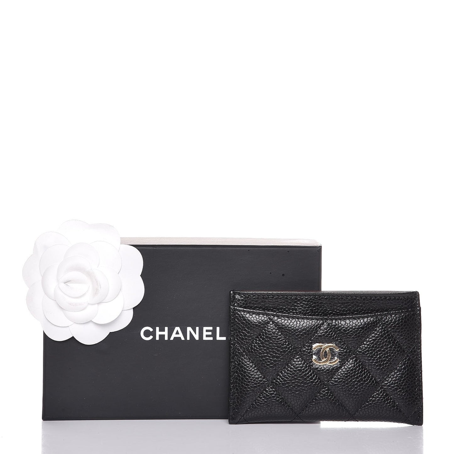 Caviar Quilted Card Holder Black
