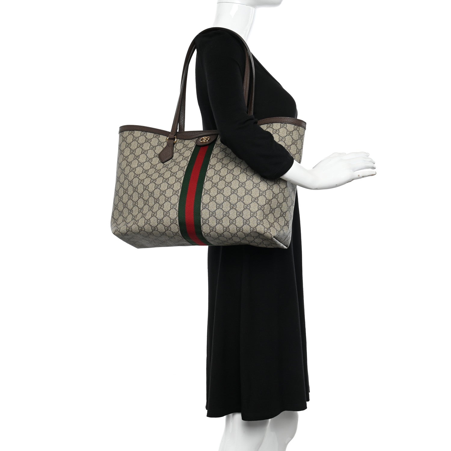 Gucci GG Supreme Monogram Medium Ophidia Shopping Tote Brown 2 of 11