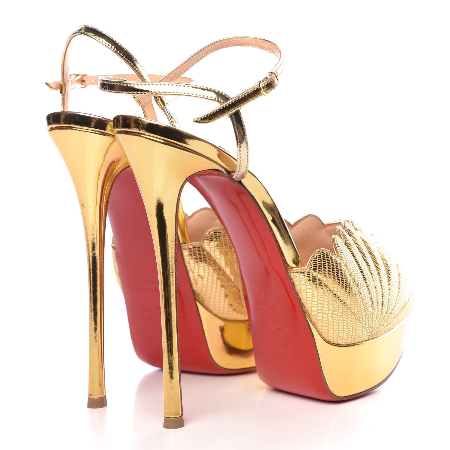 Christian Louboutin Metallic Laminato Botticella Alta 150 Platform Sandal 38 Gold 4 of 7