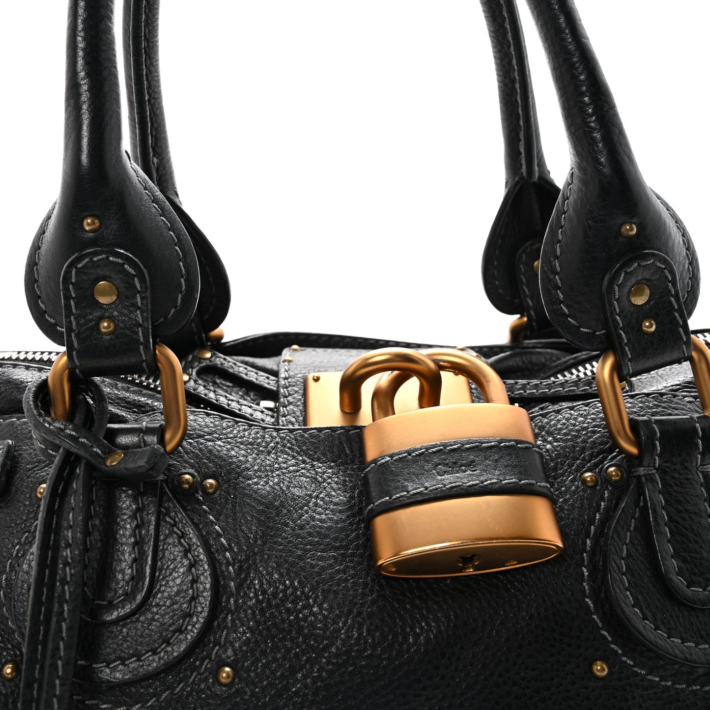 Calfskin Medium Paddington Satchel Black
