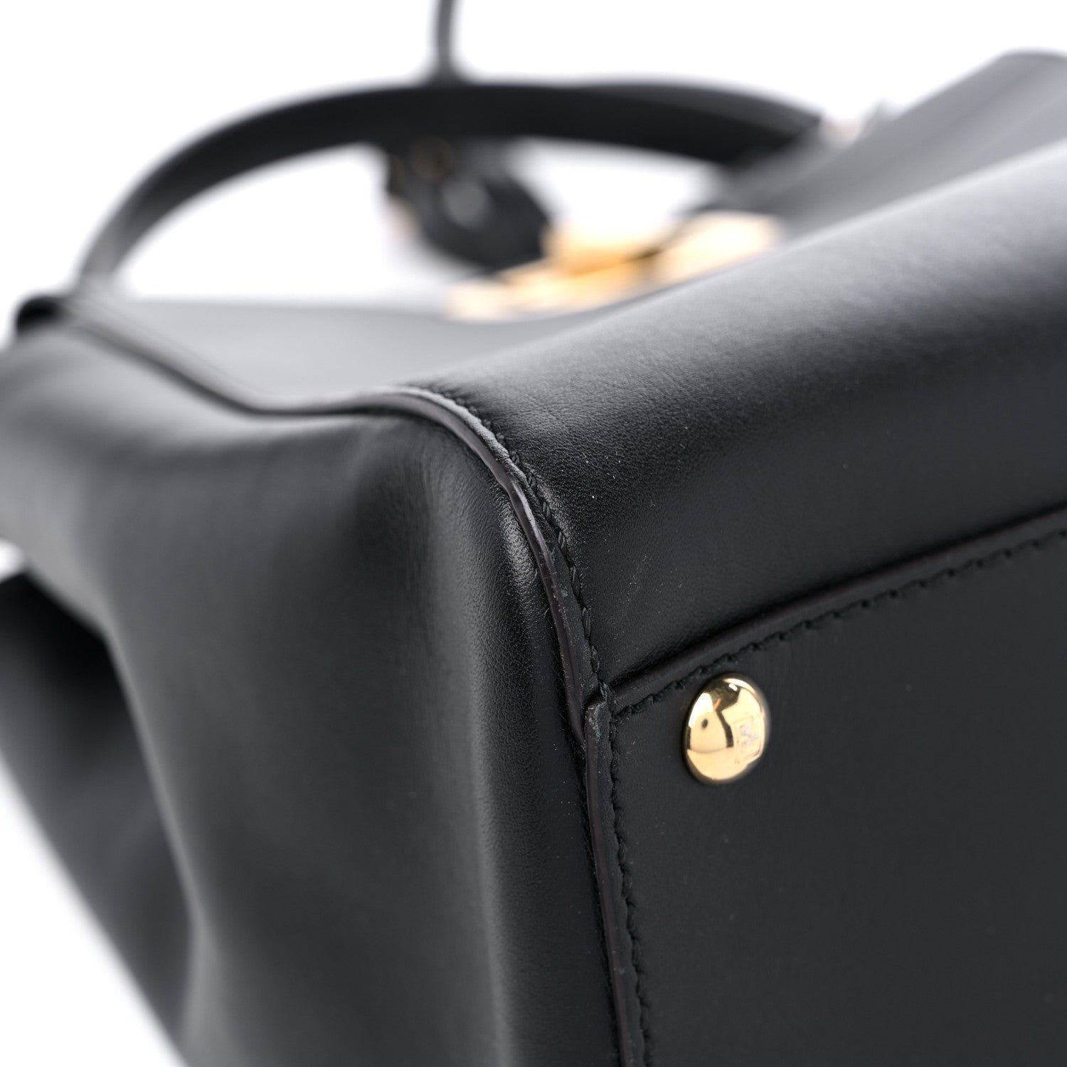 Fendi Vitello Morgan Fabric Jacquard Pequin Medium Peekaboo Iconic Satchel Black Tobacco 8 of 15