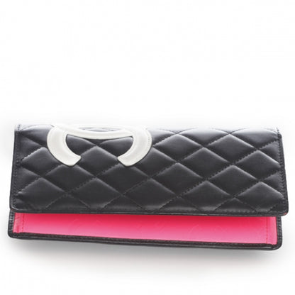 Chanel Calfskin Quilted Cambon Quilted Wallet Black White 4 of 11