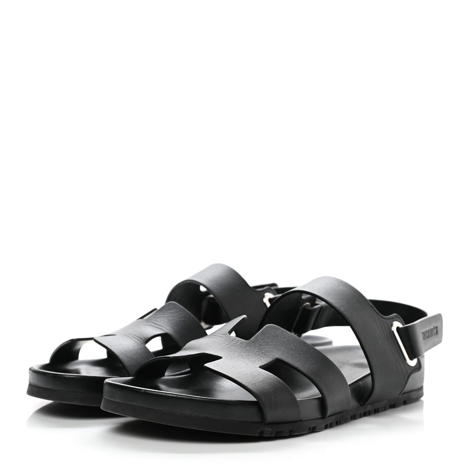 Hermes Calfskin Womens Takara Sandals 41 Black 3 of 11