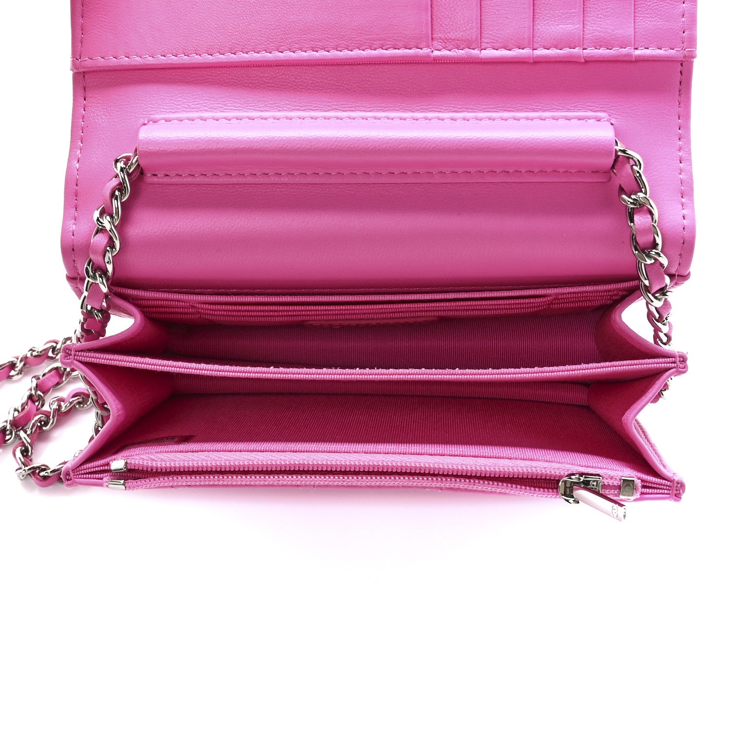 Chanel Lambskin Quilted Mini Wallet On Chain WOC Pink 5 of 12