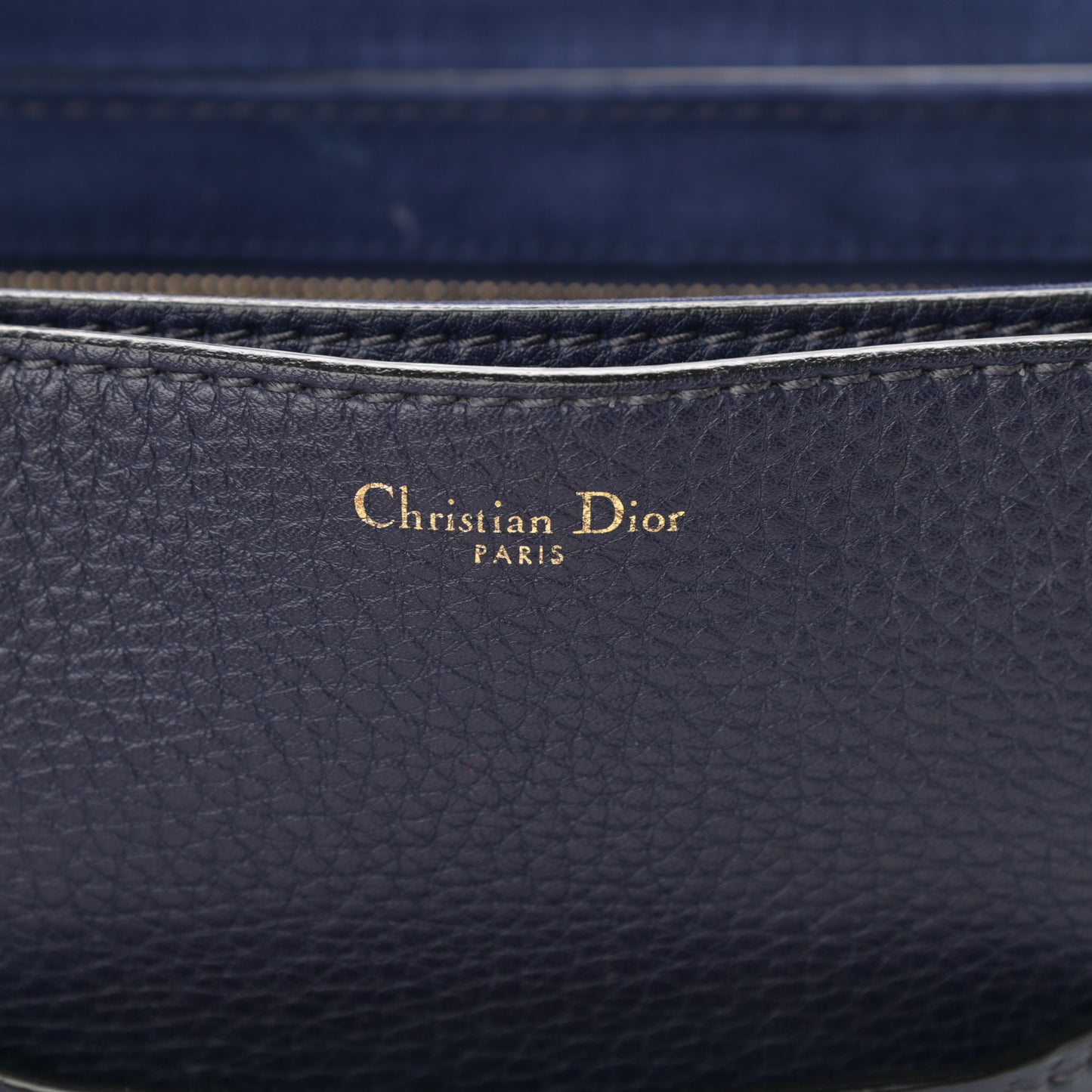 Grained Calfskin Dio(r)evolution Flap Bag Navy Blue