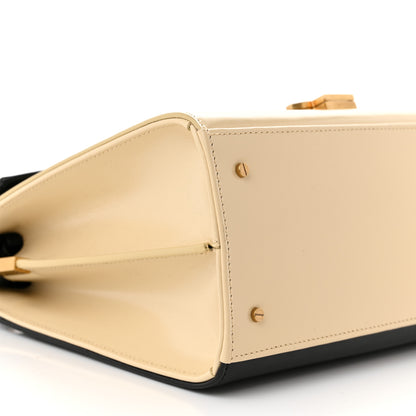 Saint Laurent Smooth Shiny Calfskin Medium Classic Monogram Cassandra Top Handle Black Crema Soft 9 of 10