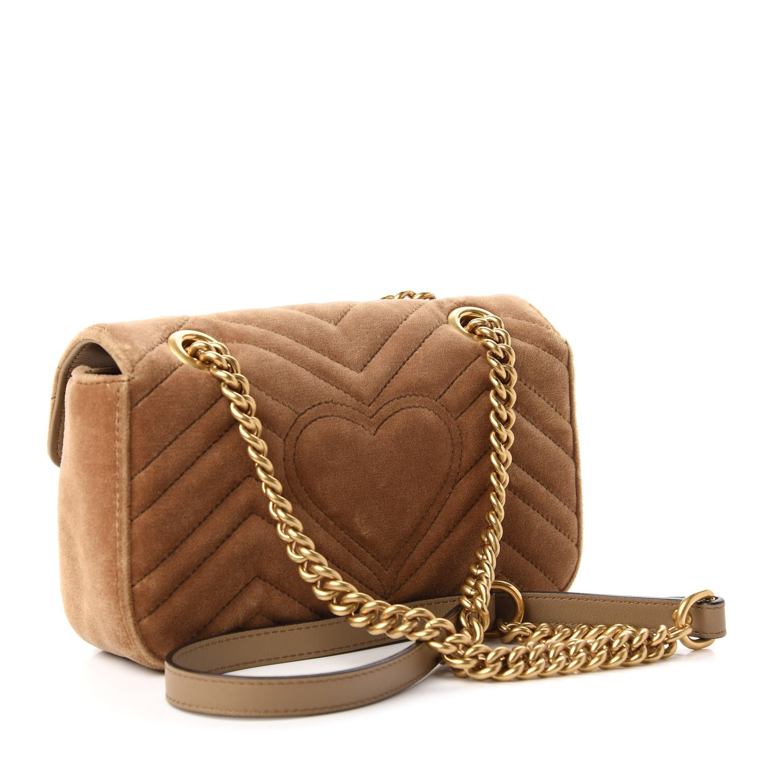 Gucci Velvet Matelasse Mini GG Marmont Shoulder Bag Taupe 3 of 10