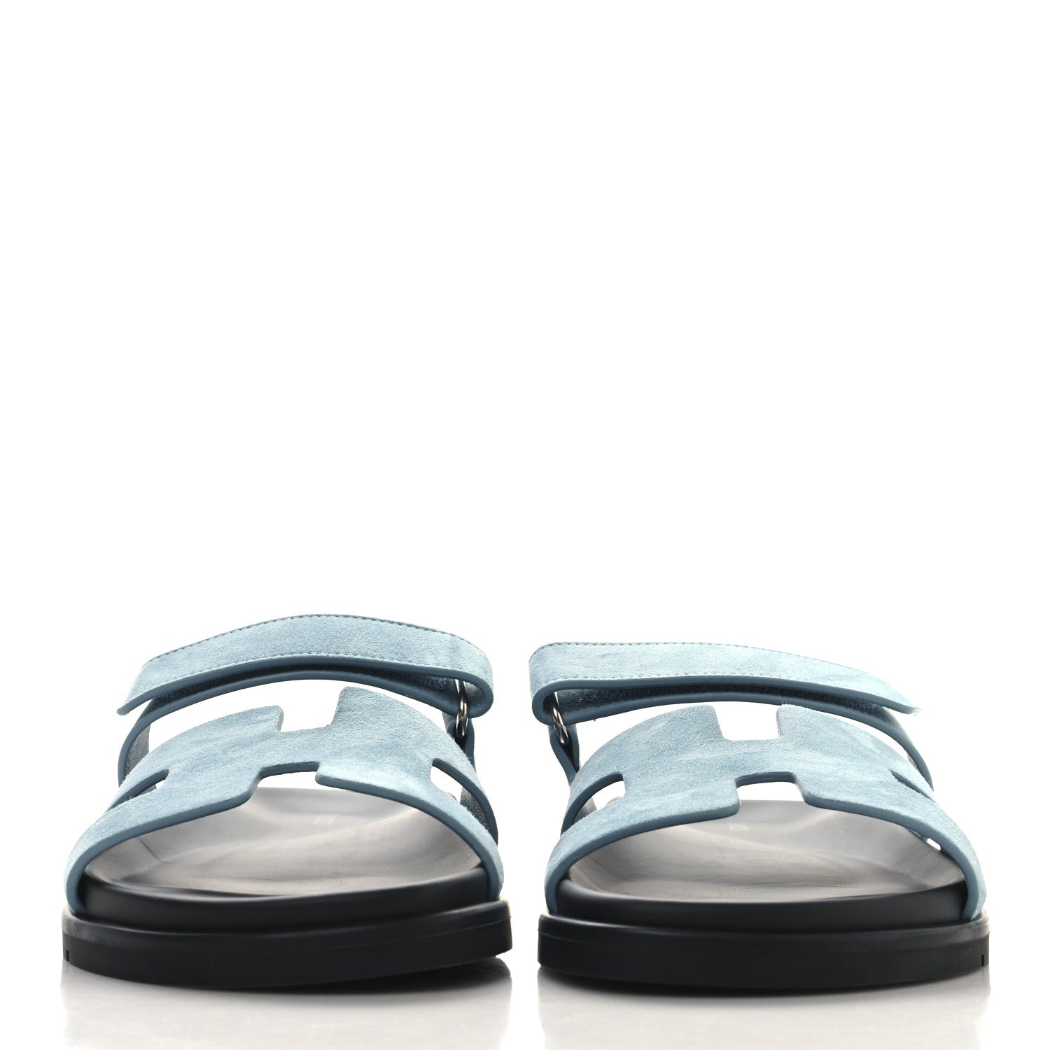 Hermes Suede Goatskin Womens Chypre Sandals 39 Bleu Mineral 3 of 10