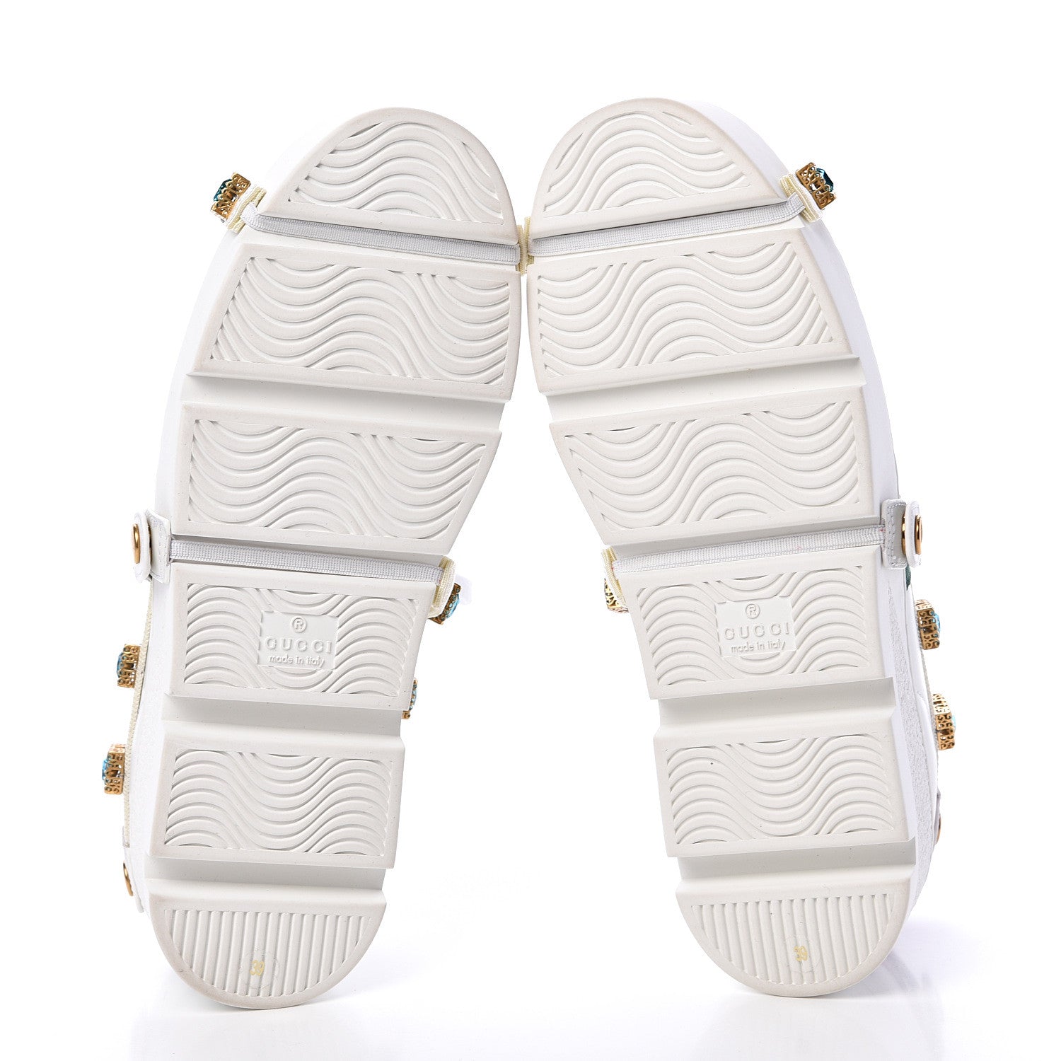 Gucci Calfskin Removable Crystals Bee Embroidered Womens Ace Platform Sneakers 39 White 5 of 8