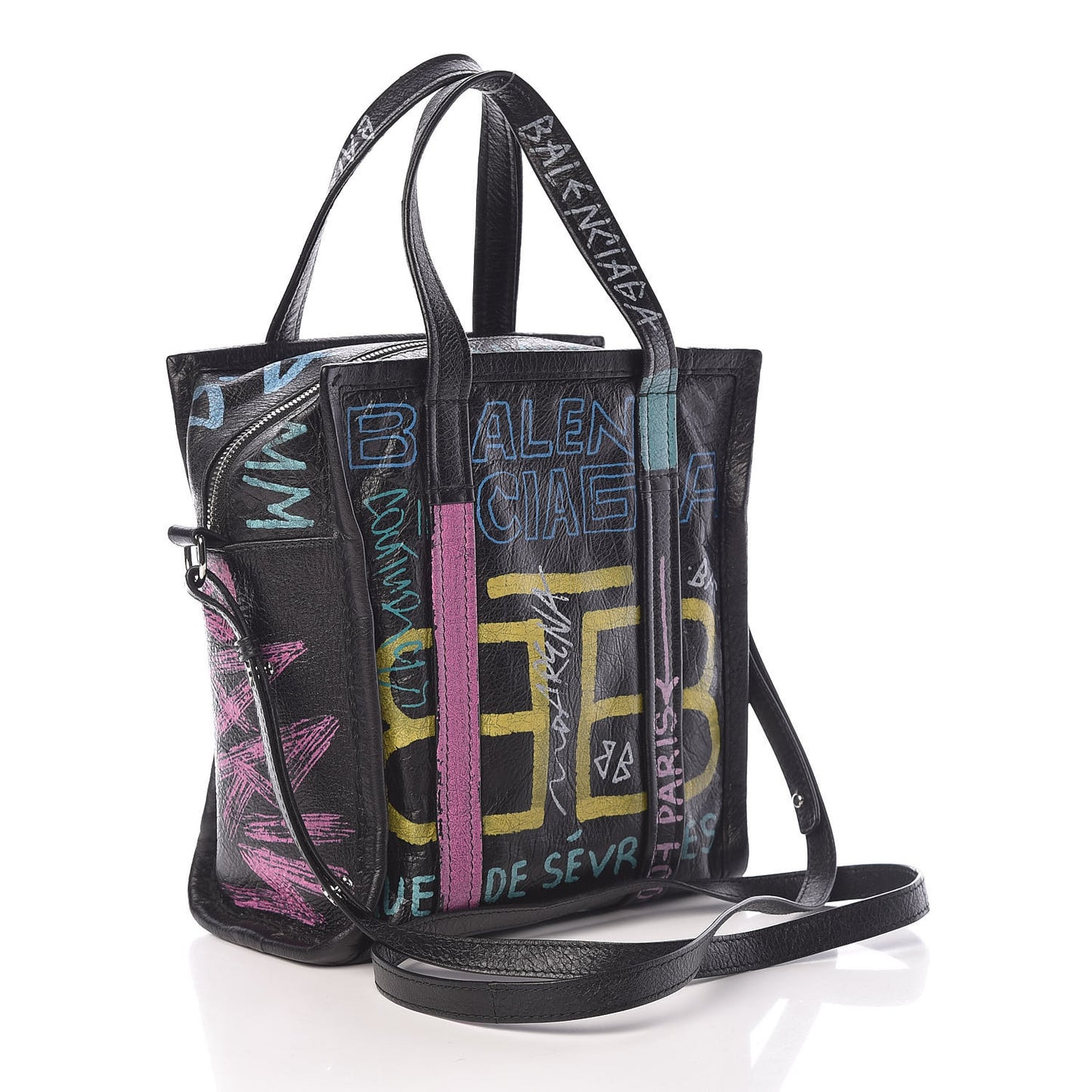 Agneau Arena Graffiti All Over XS Bazar Shopper Tote Black Multicolor