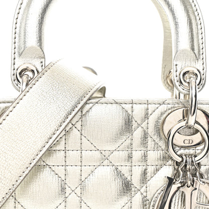 Christian Dior Metallic Grained Calfskin Cannage Small Lucky Badges My Lady Dior Silver 8 of 12