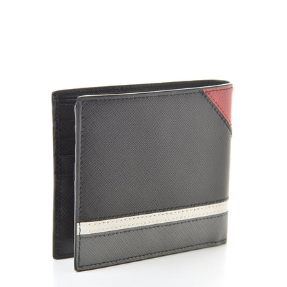 Prada Saffiano Surf Colorblock Bi-Fold Wallet Black Talco Fuoco 3 of 8