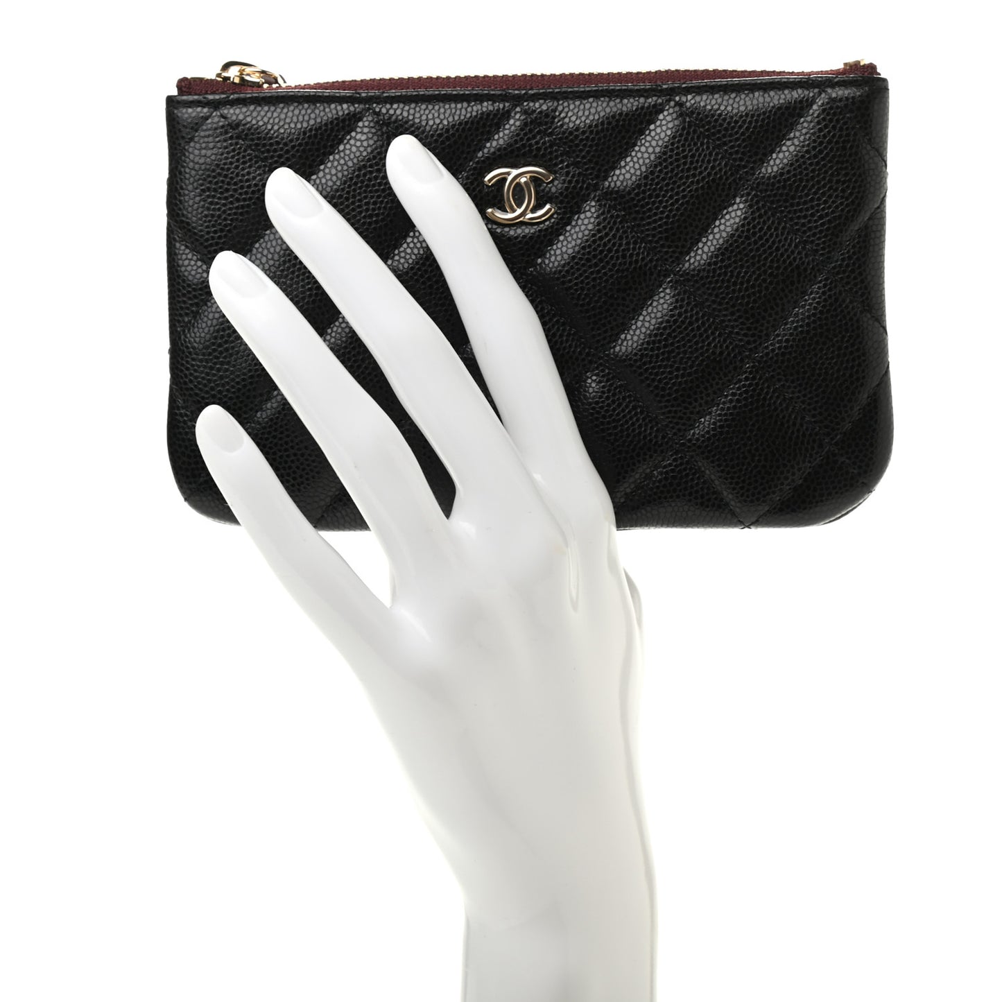 Caviar Quilted Small Cosmetic Case Black