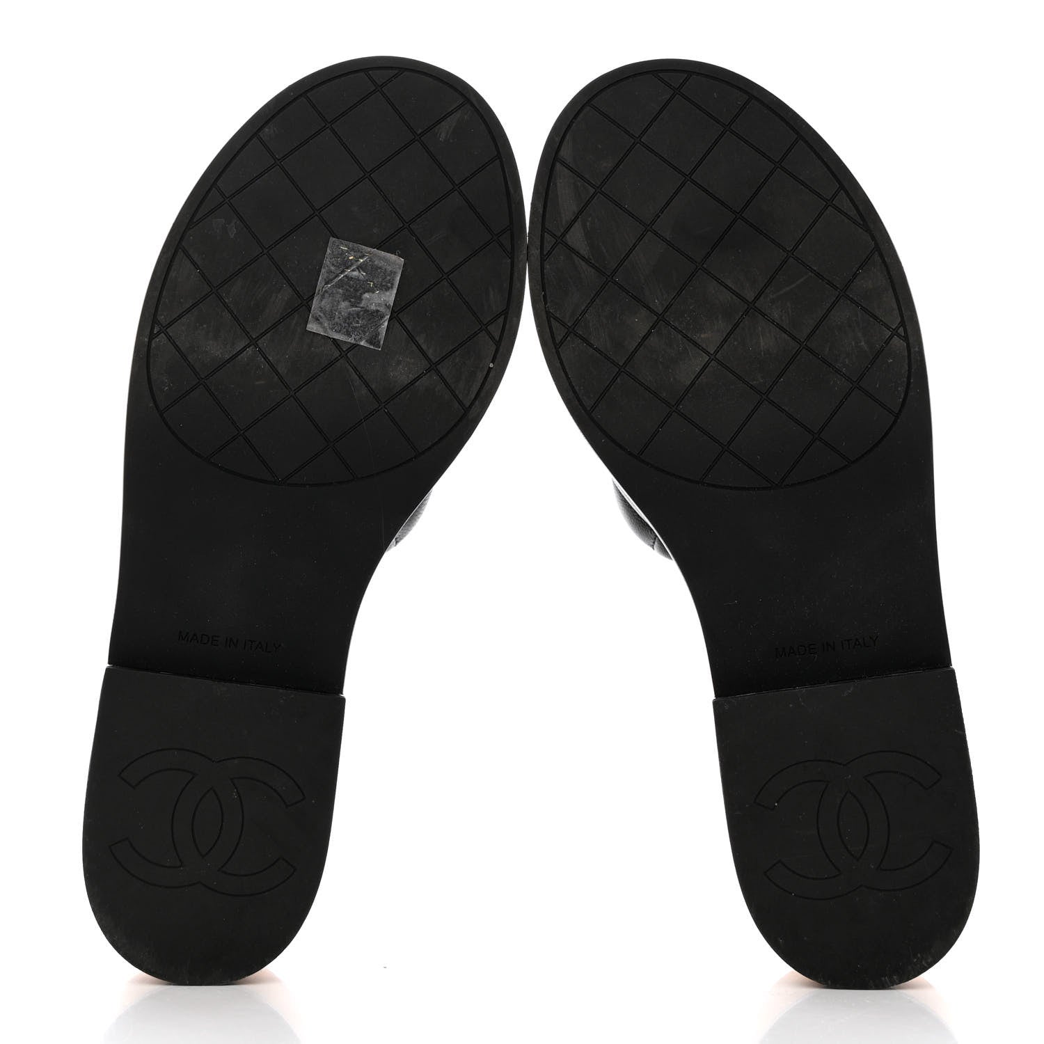 Chanel Lambskin Quilted CC Wedge Sandals 38 Black 5 of 8