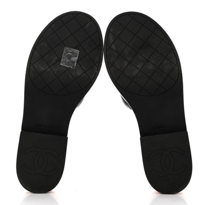 Chanel Lambskin Quilted CC Wedge Sandals 38 Black 5 of 8